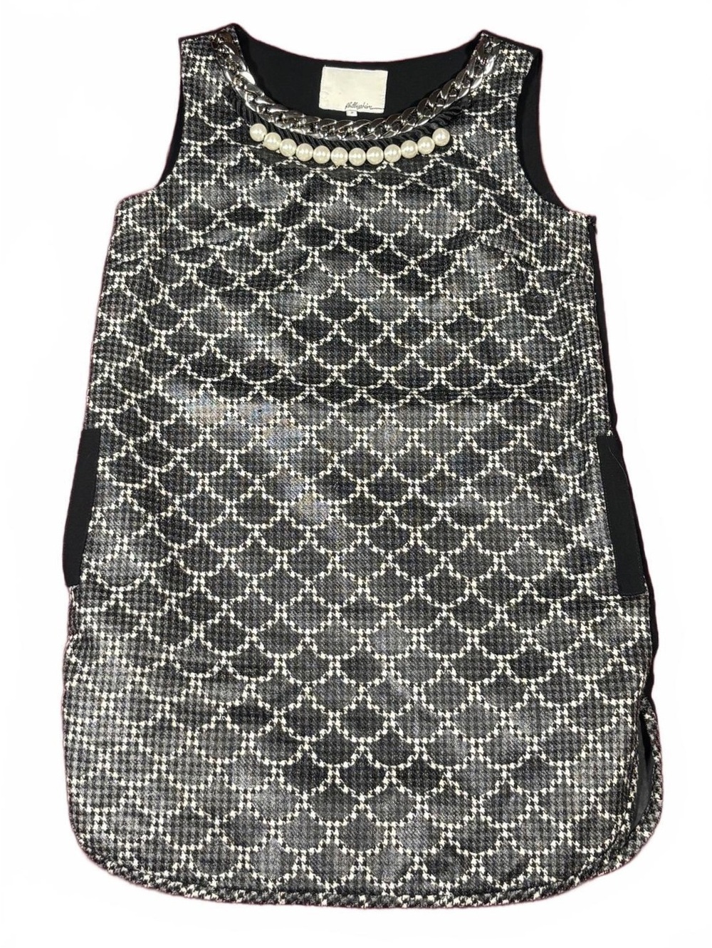 3.1 Phillip Lim Black and White Sleeveless Dress with Pearl Detail Size 2
